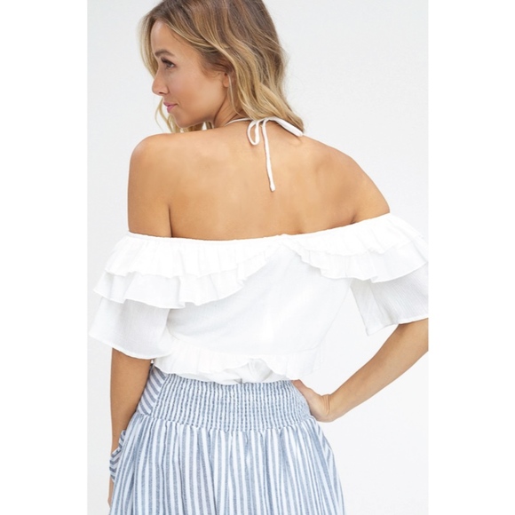 NWT ♡ Ivory Off-The-Shoulder Ruffle Top, ON SALE! - Picture 7 of 8